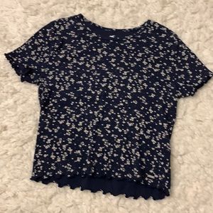 Hollister navy blue flower top